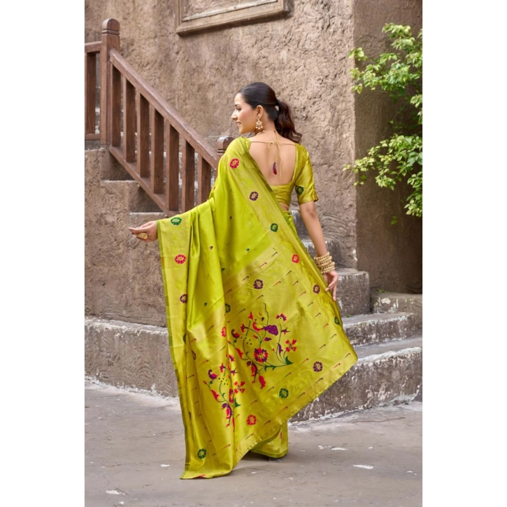 Women's Silk Blend Woven Saree With Unstitched Blouse 5.5 Mtr (Lime) Women's Silk Blend Woven Saree With Unstitched Blouse 5.5 Mtr (Lime)