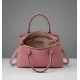 Women's PU Leather Solid Shoulder Zipper Handbag (Pink)