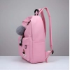 Unisex PU Leather Solid Medium Zipper Backpack (Pink) Unisex PU Leather Solid Medium Zipper Backpack (Pink)