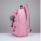 Unisex PU Leather Solid Medium Zipper Backpack (Pink)