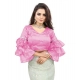 Women's Organza Solid V Neck Layered Ruffle Sleeve Readymade Blouse (Light_Pink Free Size , up to 38–40 Bust)-PID65846 Women's Organza Solid V Neck Layered Ruffle Sleeve Readymade Blouse (Light_Pink Free Size , up to 38–40 Bust)-PID65846