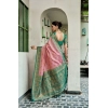 Women's Silk Blend Booti Work Ready to wear Saree With Unstitched Blouse 5.5Mtr (Peach)