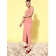 Women's Polyester Lycra Solid Sleeveless Dress (Pink)