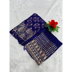 Women's Embroidered Georgette Saree With Unstitched Blouse (Purple, 5-6 Mtrs)