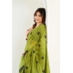 Women's Linen Cotton Printed Ready To Wear Saree With Unstitched Blouse 5.5 Mtr (Green)