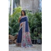 Women's Faux_Tussar Geometric_Print Saree With Unstitched Blouse 5.5Mtr (Blue)