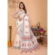 Women's Linen Cotton Printed Saree With Unstitched Blouse 5.5Mtr (Off White) Women's Linen Cotton Printed Saree With Unstitched Blouse 5.5Mtr (Off White)