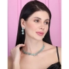 Women's Brass Silver Plated Necklace set (Turquoise)