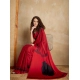 Women's Satin Crepe Printed Saree With Unstitched Blouse 5.5Mtr (Red)