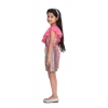 Girl's Cotton &amp; Polyester Printed 3/4th Sleeves Dress (Pink)