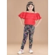 Girl's Cotton Lycra Floral Elasticated Jeggings (Multicolor) Girl's Cotton Lycra Floral Elasticated Jeggings (Multicolor)