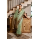 Women's Silk Blend Booti Work Ready to wear Saree With Unstitched Blouse 5.5Mtr (SeaGreen)