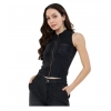 Women's Denim Lycra Solid Sleeveless Top (Black)