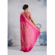 Women's Satin Crepe Printed Saree With Unstitched Blouse 5.5Mtr (Pink)