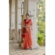 Women's Silk_Blend Ethnic Ikat Pattern Saree With Unstitched Blouse 5.5Mtr (Orange)