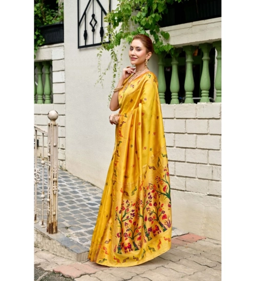 Women's Silk Blend Woven Saree With Unstitched Blouse 5.5 Mtr (Mustard) Women's Silk Blend Woven Saree With Unstitched Blouse 5.5 Mtr (Mustard)