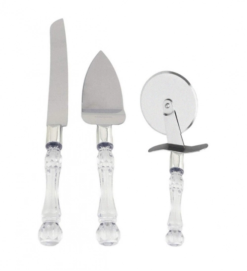 Stainless Steel Cake Serving Set | Cake Cutting Knife And Server Set with Handle (Color: Assorted )