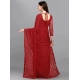 Women's Net Self Design Saree With Unstitched Blouse 5.5Mtr (Maroon)