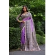Women's Faux_Tussar Ethnic_Print Saree With Unstitched Blouse 5.5Mtr (Purple) Women's Faux_Tussar Ethnic_Print Saree With Unstitched Blouse 5.5Mtr (Purple)
