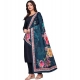 Women's chanderi silk  Printed Dupatta (Navy Blue, Length: 2 Mtr)