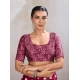 Women's Satin Crepe Printed Saree With Unstitched Blouse 5.5Mtr (Maroon)
