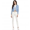 Women's Denim Ruffled Long Sleeves Shrug (Blue)