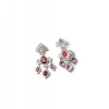 Women's Brass Silver Plated Drop Earrings (Red)