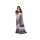 Women's Linen Cotton  Printed Saree With Unstitched Blouse 5.5Mtr (White &amp; Black)