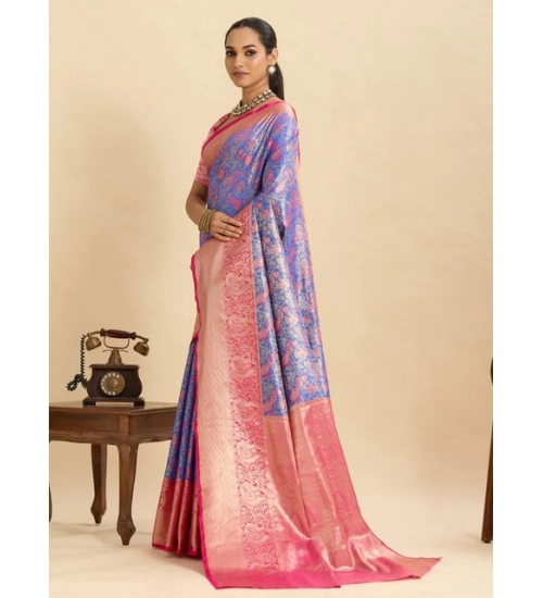 Women's Faux_Banarasi_Silk Woven Saree With Unstitched Blouse 5.5Mtr (Blue)