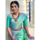 Women's Litchi silk Printed Saree With Unstitched Blouse (Green) Women's Litchi silk Printed Saree With Unstitched Blouse (Green)