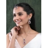 Women's Brass Silver Plated Pendant Set (Red)