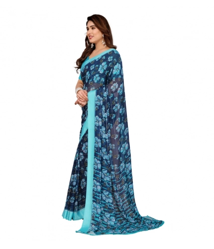 Women's Georgette Printed Saree With Unstitched Blouse 5.5Mtr (Sky Blue) Women's Georgette Printed Saree With Unstitched Blouse 5.5Mtr (Sky Blue)