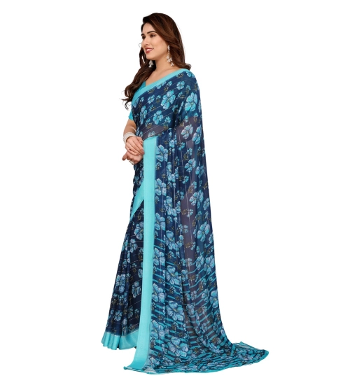 Women's Georgette Printed Saree With Unstitched Blouse 5.5Mtr (Sky Blue) Women's Georgette Printed Saree With Unstitched Blouse 5.5Mtr (Sky Blue)