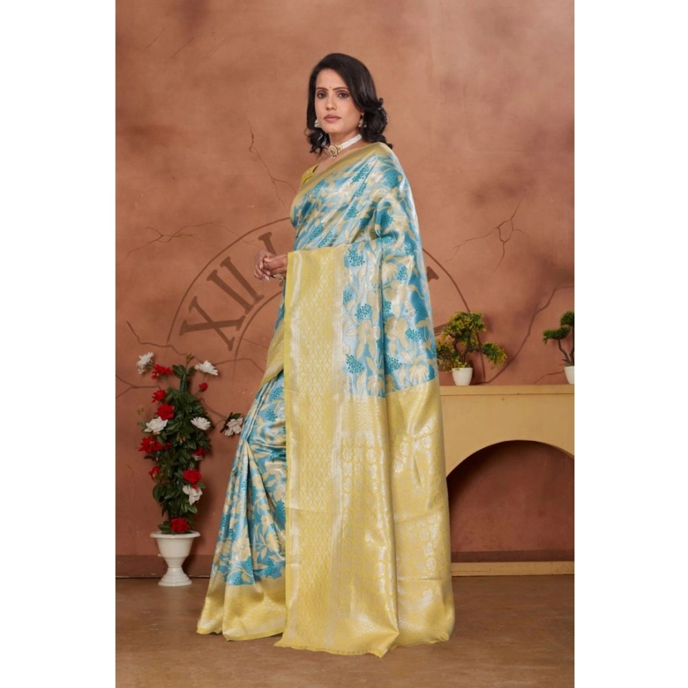 Women's Banarasi Silk Jaquard Woven Saree With Unstitched Blouse 5.5Mtr (Yellow) Women's Banarasi Silk Jaquard Woven Saree With Unstitched Blouse 5.5Mtr (Yellow)