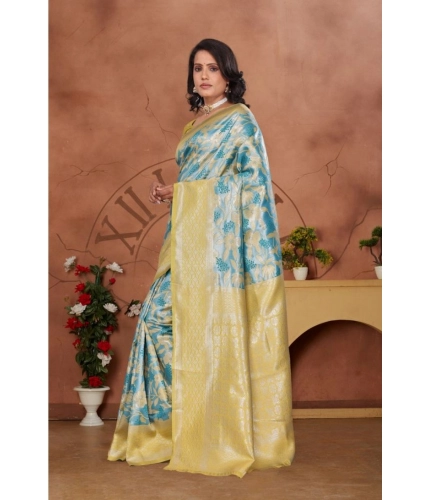 Women's Banarasi Silk Jaquard Woven Saree With Unstitched Blouse 5.5Mtr (Yellow) Women's Banarasi Silk Jaquard Woven Saree With Unstitched Blouse 5.5Mtr (Yellow)