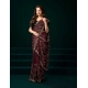 Women's Net Sequence Saree With Unstitched Blouse 5.5Mtr (Maroon)