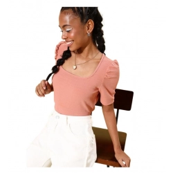 Women's Polyester Lycra Solid Short Sleeve Top (Pink)