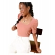 Women's Polyester Lycra Solid Short Sleeve Top (Pink) Women's Polyester Lycra Solid Short Sleeve Top (Pink)