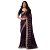 Women's Net Sequence Saree With Unstitched Blouse 5.5Mtr (Wine)