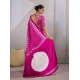 Women's Satin Crepe Printed Saree With Unstitched Blouse 5.5Mtr (Pink)