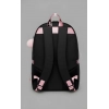 Unisex PU Leather Solid Medium Zipper Backpack (Black)