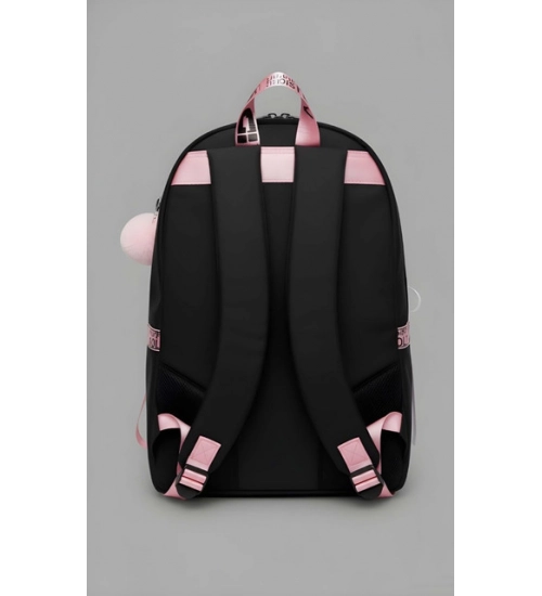 Unisex PU Leather Solid Medium Zipper Backpack (Black)