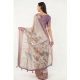Women's Polyester Printed Saree With Unstitched Blouse 5.5 Mtr (Cream)