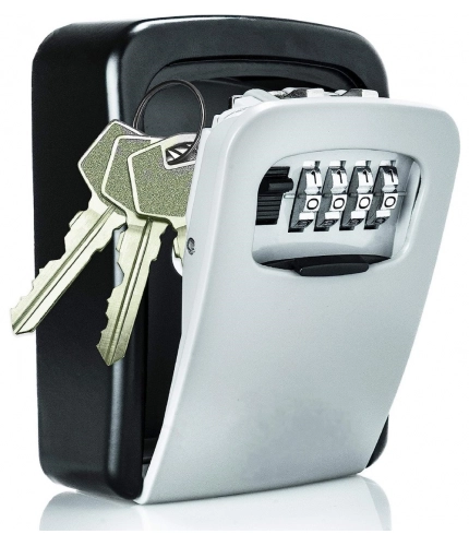Wall-Mounted ABS Plastic Key Lock Box (Grey-Black )