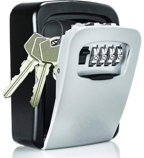 Wall-Mounted ABS Plastic Key Lock Box (Grey-Black )