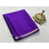Women's Crepe Chit Pallu Solid Saree With Unstitched Blouse 5.5Mtr (Purple) Women's Crepe Chit Pallu Solid Saree With Unstitched Blouse 5.5Mtr (Purple)