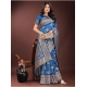 Women's Silk Printed Saree With Unstitched Blouse 5.5Mtr (Sky Blue)