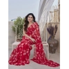 Women's Chiffon Printed Saree With Unstitched Blouse 5.5Mtr (Red) Women's Chiffon Printed Saree With Unstitched Blouse 5.5Mtr (Red)