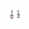 Women's Brass Silver Plated Drop Earrings (Pink)
