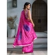 Women's Satin Crepe Printed Saree With Unstitched Blouse 5.5Mtr (Pink)